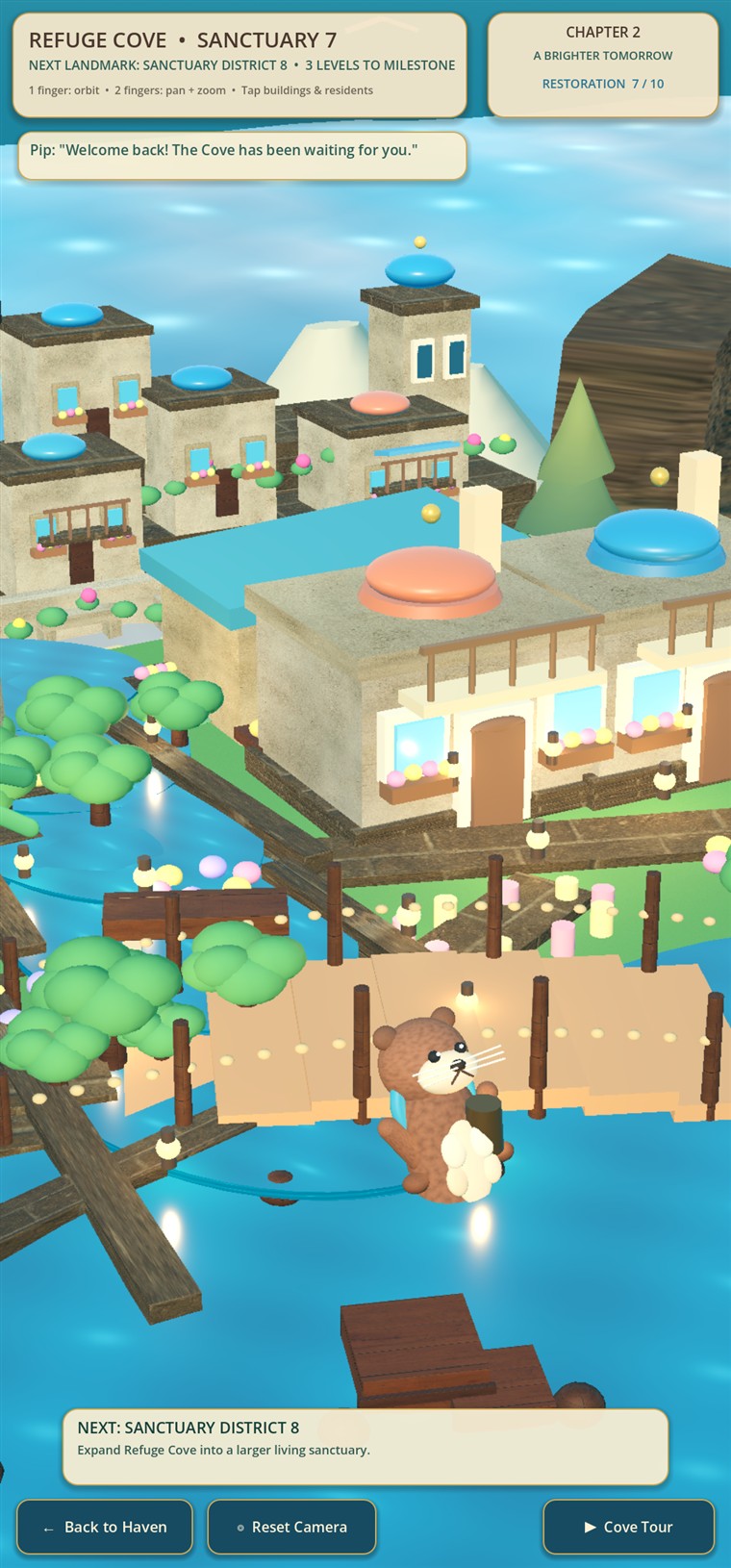 Haven development build showing Refuge Cove in 3D